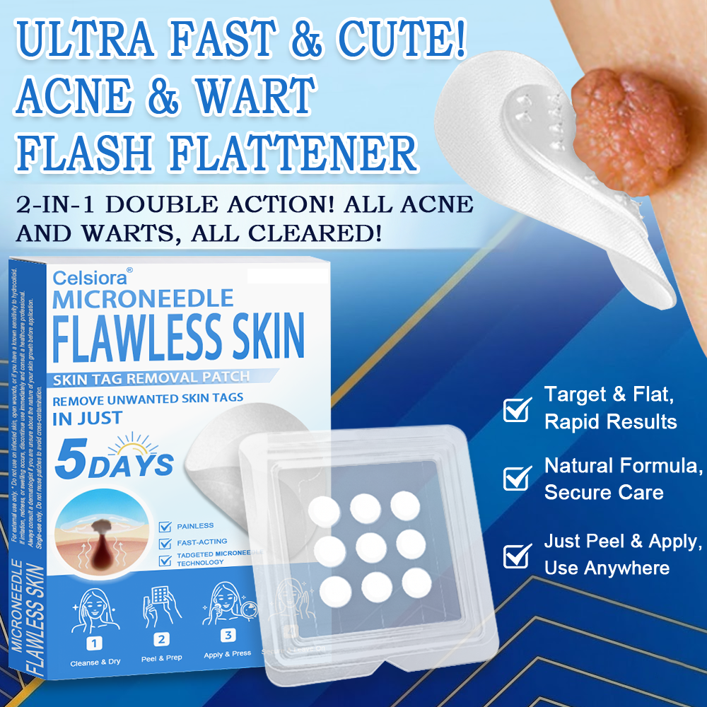 ✅ 2-in-1 Microneedle & Hydrocolloid Patch | Raised Moles,Acne,  Flat Warts & Skin Tags Remover | Improves Wrinkles, Scars & Blemishes | Invisible Pimple Patches for Face & Body