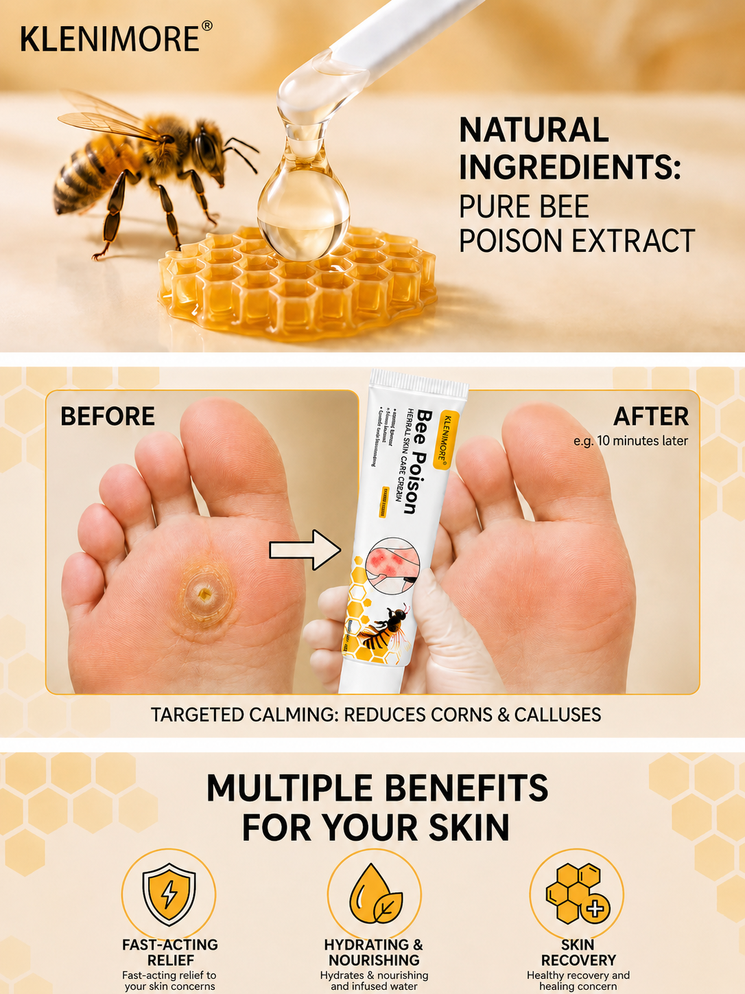 KLENIMORE-Smooth Step Bee Poison Foot Renewal Cream