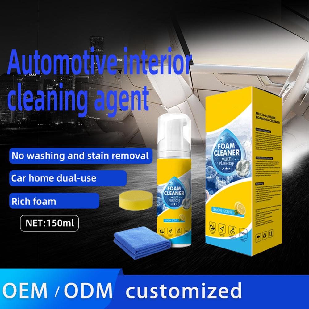 4-in-1 Multi-Enzyme Foam Cleaner 5oz, All-Purpose Deep Cleaning Spray for Car Interior, Kitchen Grease, Bathroom Tiles, Sofa Upholstery (1PC+1*Sponge+Towel) outdoorfun